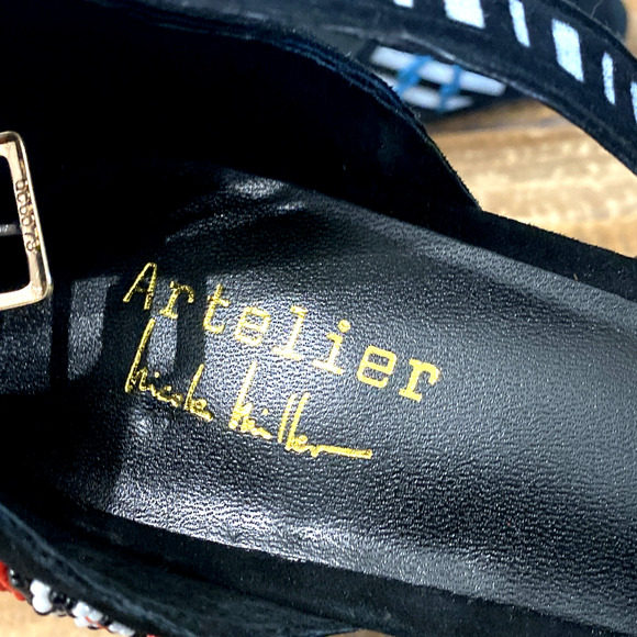 New Artelier Nicole Miller Womens Stiletto Heels Shoes Multicolor Beading 10m - Picture 7 of 11